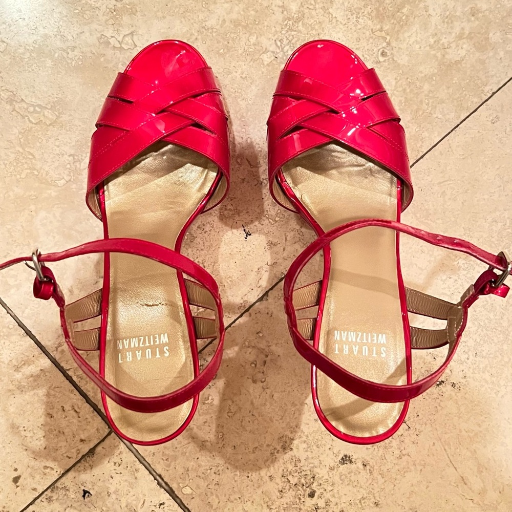 Stuart Weitzman Red Knotted Sandals. Beautiful condition